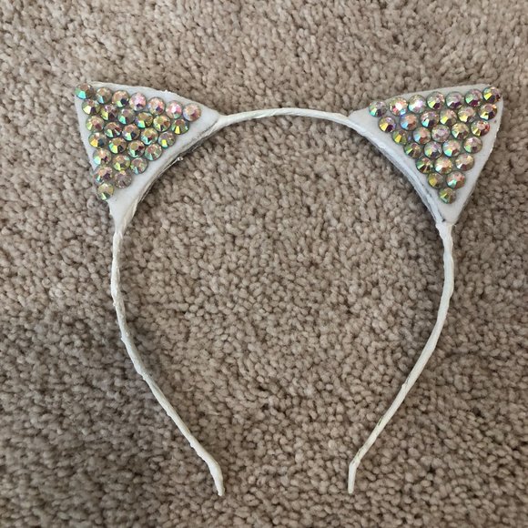 NWOT Kids' Women's Cat Ears Headbands (2) with 3 Soft Plush Scrunchies - Picture 4 of 9